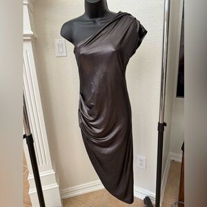bebe Metallic One-Shoulder Dress